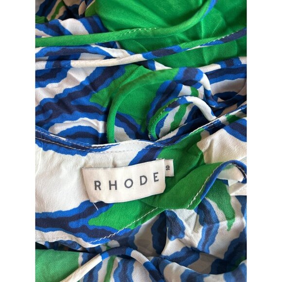 Rhode Jemima Open Back Maxi Dress Green Swirl Lagoon Womens Size 10 - Picture 8 of 8